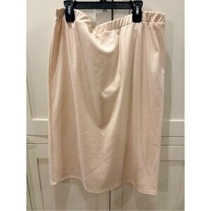 MOA USA Soft Cream Midi Skirt with Elastic Waist